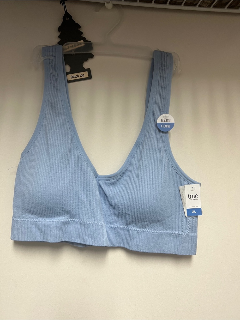 Seafoam Blue Ribbed Bralette - XL
